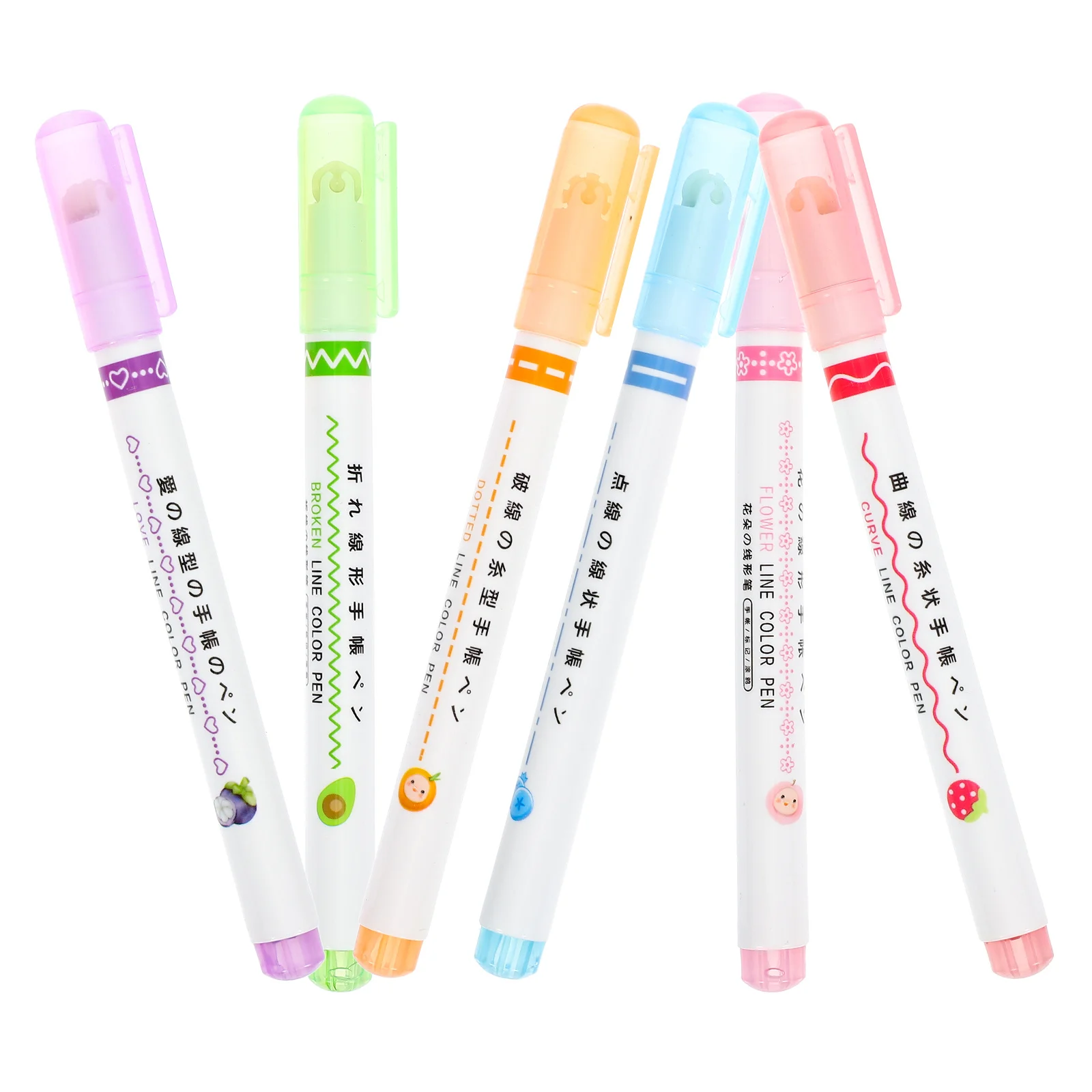 6pcs Curve Pens Highlighter Smooth Writing Bright Colors For Study Note Marking Aesthetic Colored Pens Roller Highlighters