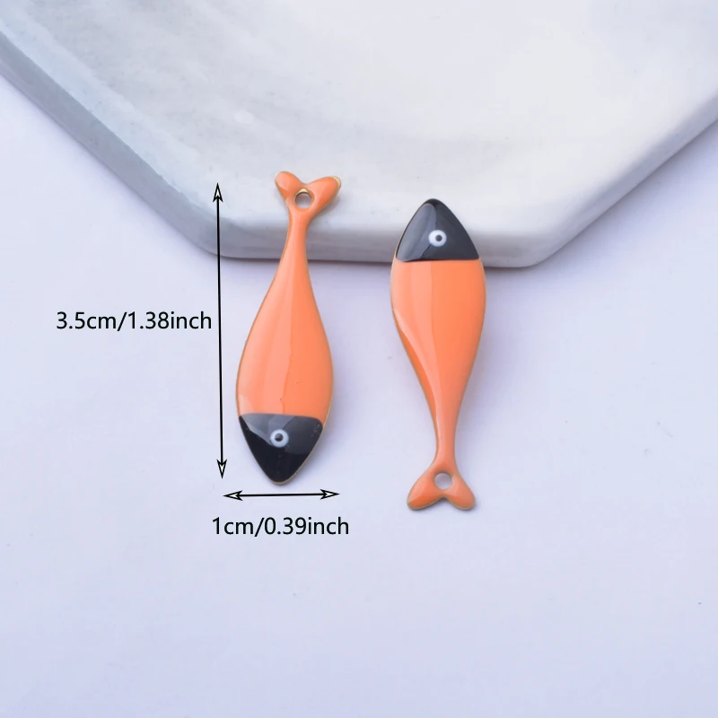 6pcs Copper Both-sided  Enamel Fish Charms oil dripping Ear Necklace Pendant DIY Jewelry Accessories