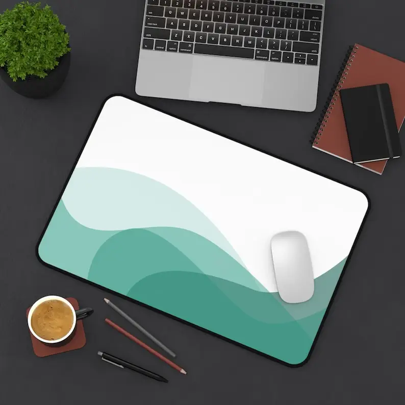 

Green Wavy Texture Pattern Mouse Pad Desk Decor Non-Slip Abstract Mousepad Abstract Desk Mat, Modern Monochrome Office Desk Pad