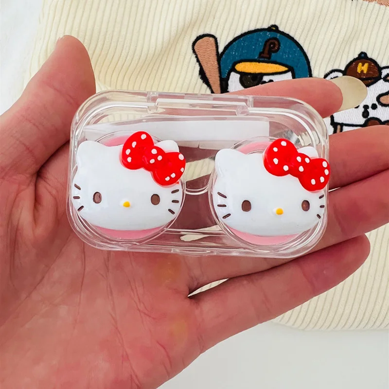 Hello Kitty Sanrio Contact Lens Case Pupil Companion Box Mirror Portable Storage Women Travel Contact Lenses Case Soak Case