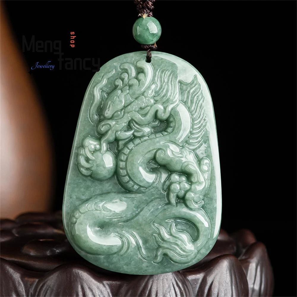 

Natural A-goods Jadeite Bean Seed Domineering Zodiac Dragon Jade Pendant Best Selling Mascots High-grade Luxury Fashion Jewelry