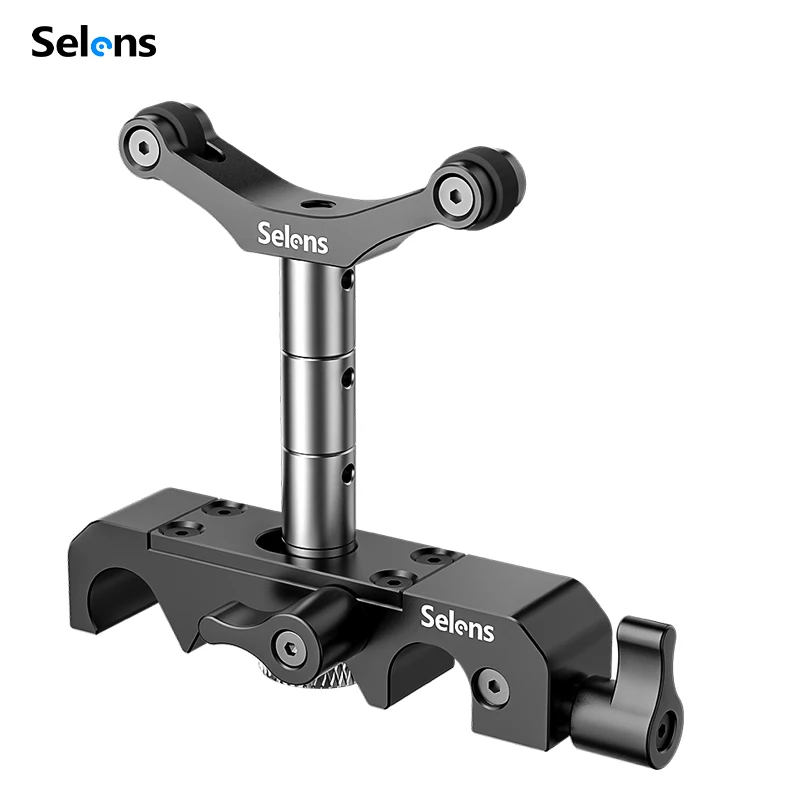 Support d'objectif de caméra Selens, Structure de Support en forme de V Support d'objectif universel en option Base à Double Conduit à Double tige de 15/20 cm