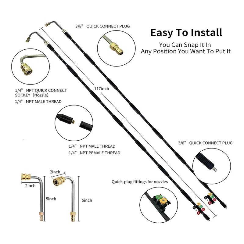 Pressure Washer Extension Wand-Gutter Cleaning Tools Extension Wand Power Washer Replacement Lance,1/4Inch Quick Connect