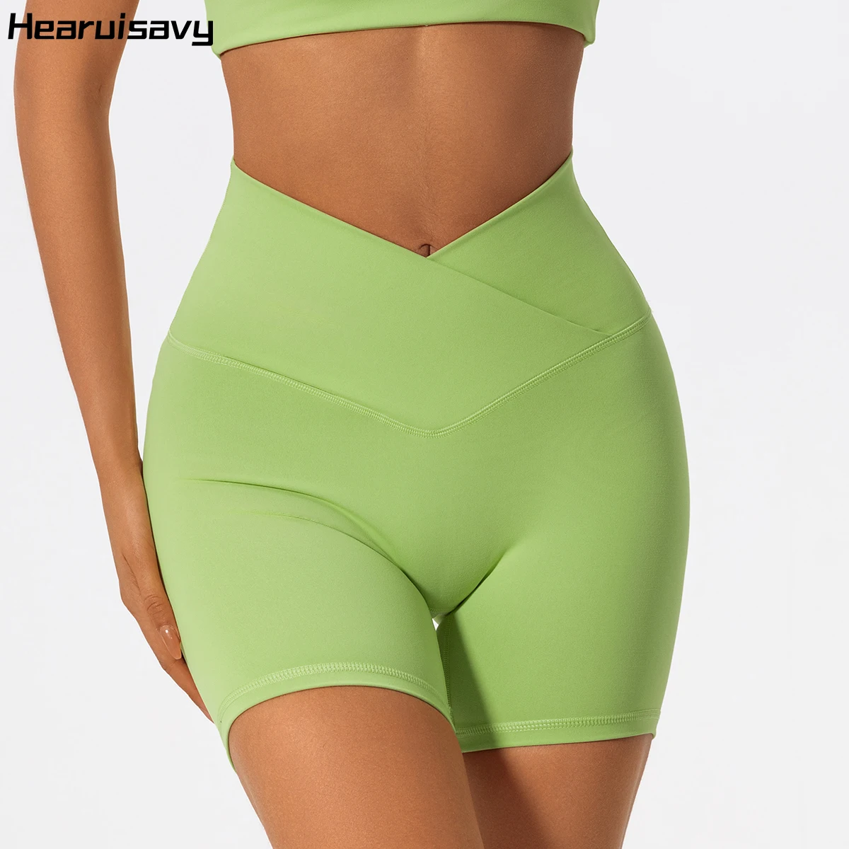 

Hearuisavy Cross Waist Cycling Fitness Pants Workout Gym Shorts Women Yoga Clothes Breathable High Waist Sports Leggings Female