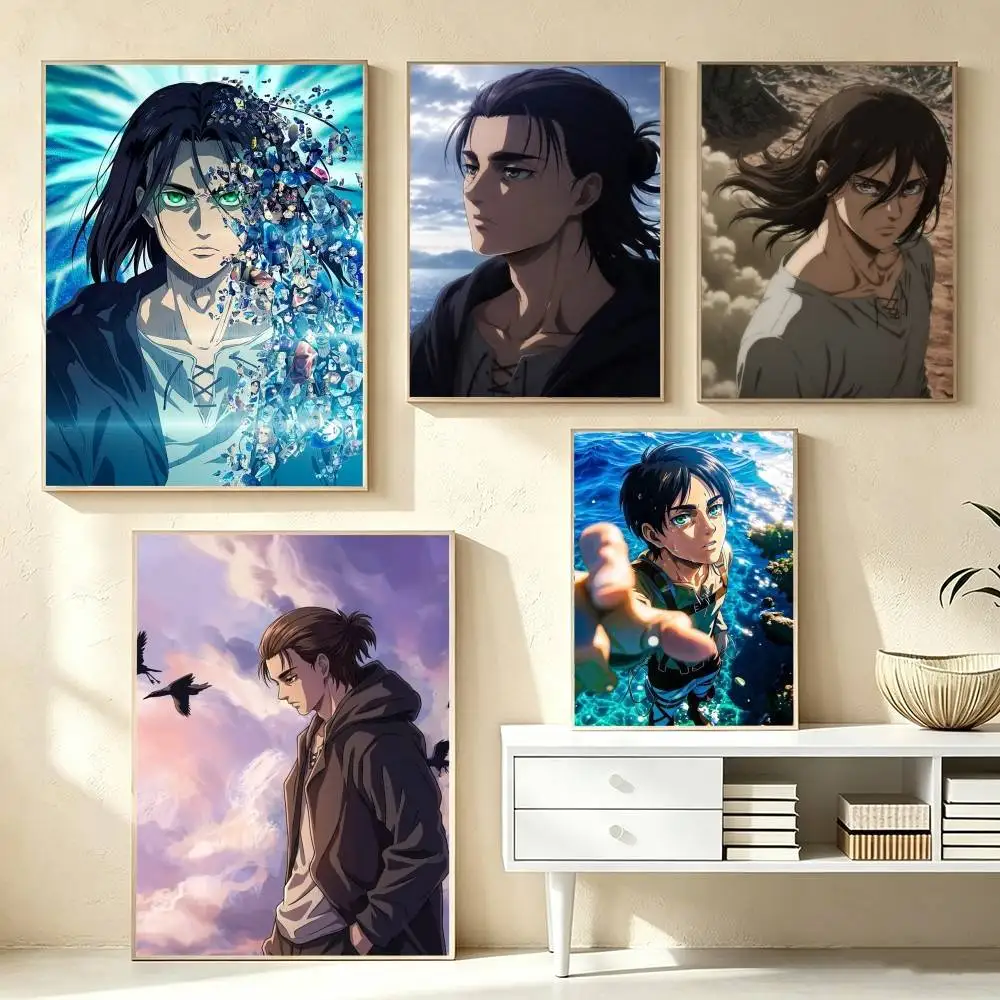 Attack on Titan Eren Yeager Anime  Poster High Quality Dorm Living Room Aesthetic Wall Decoration Painting Stickers Gift