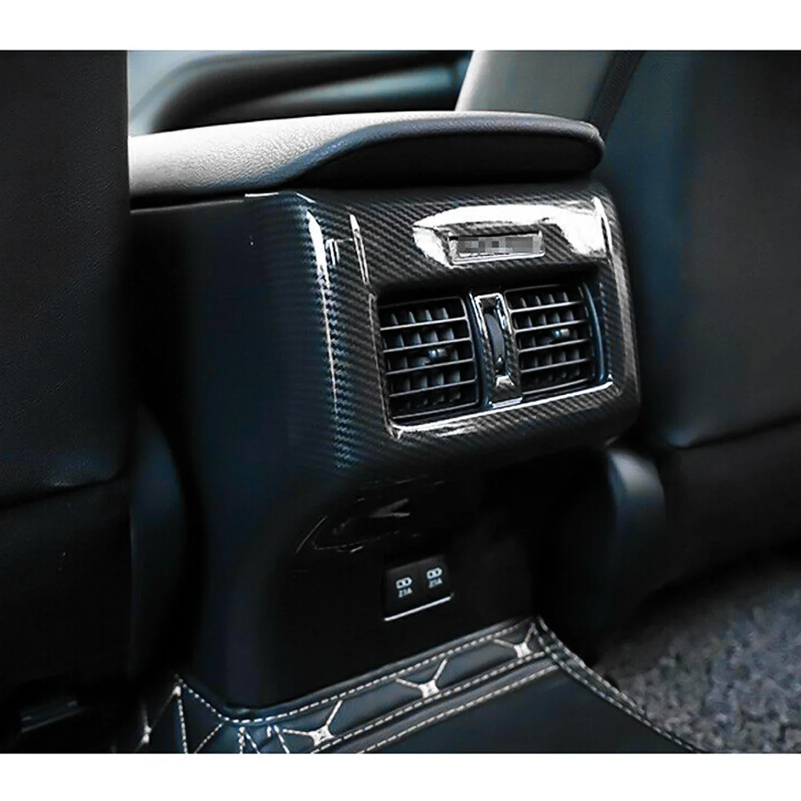 Carbon Fiber Style Interior Rear AC Air Outlet Vent Cover Molding Trims For Toyota Camry XV70 2018 2019 2020 2021 2022 2023