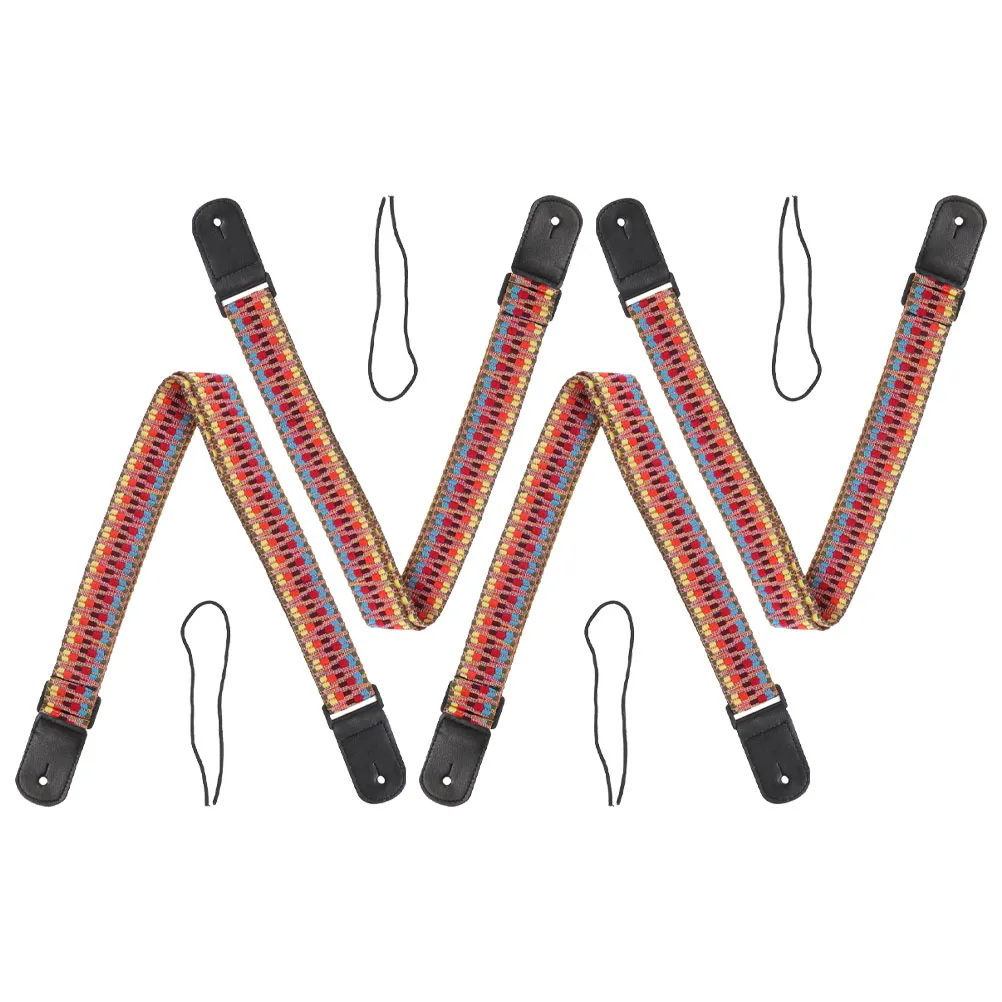 

4Pcs Bohemian Style Woven Ukulele Guitar Straps Adjustable Cotton Shoulder Belts Ethnic Banjo Instrument Accessories