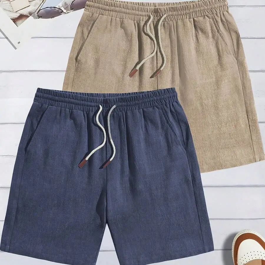 

Mens Loose Fit Knee-Length Drawstring Casual Shorts For Beach Summer