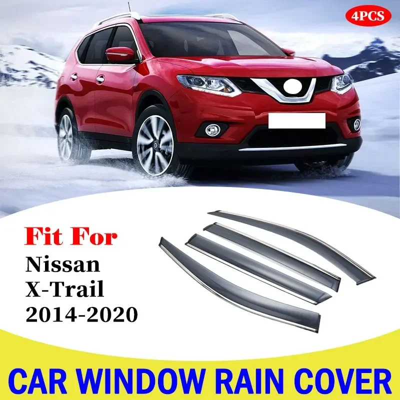 

Car Window Visor Sun Rain Wind Deflector Awning Shield Vent Guard Shade Covers 4Pcs For Nissan X-Trail 2014-2020 car accessories