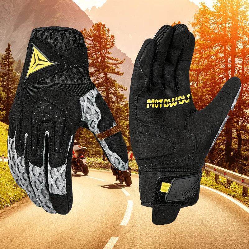 Guantes de motocicleta para hombre, antideslizantes, transpirables y resistentes a caídas, para deportes al aire libre