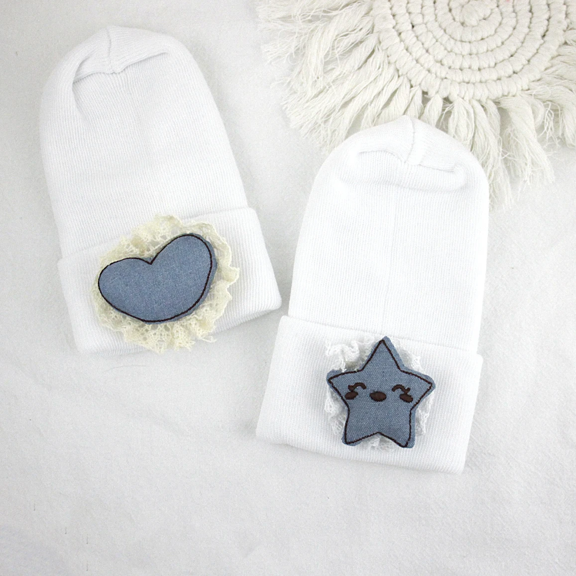 

0-6 Months First Hat for Newborn Hospital Warm Bonnet Cute White Knitted Hat for Baby Girls New Born Bebes Gorros Cute Headwear