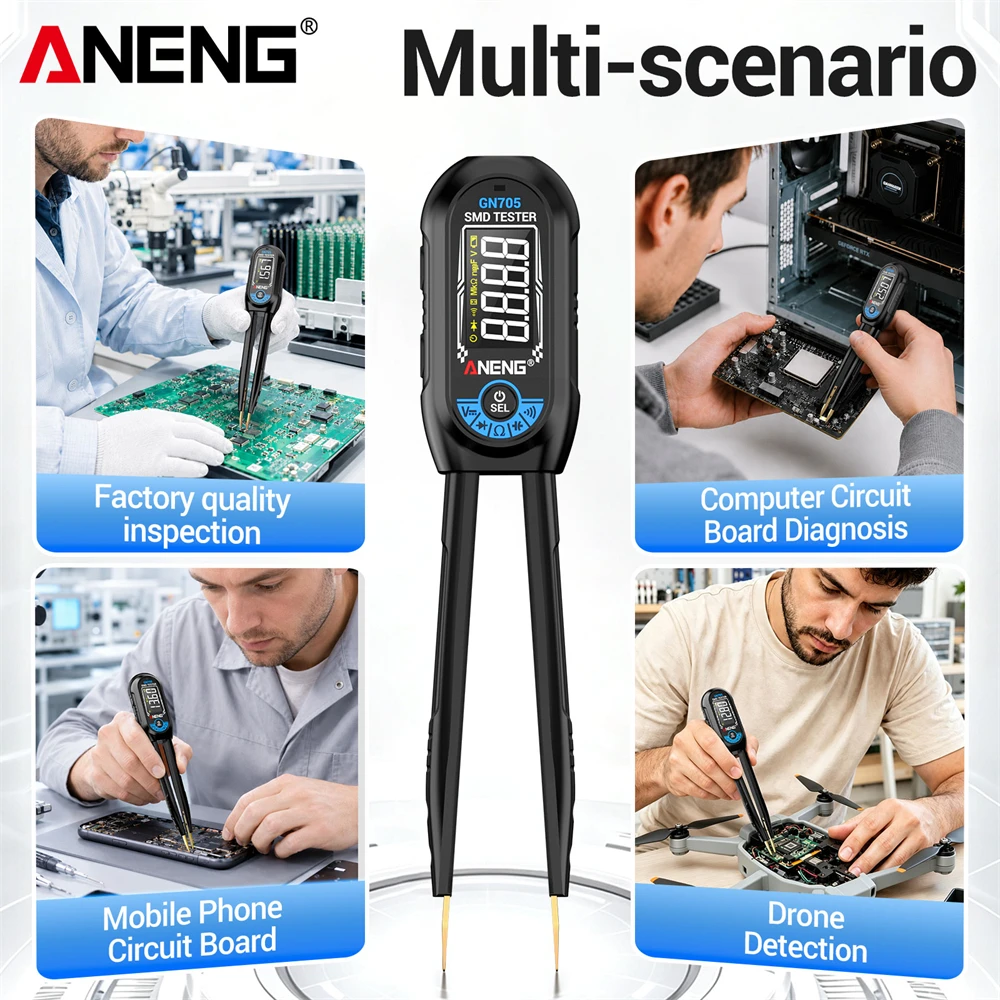 Mini Smart Digital Tweezer SMD Tester Rechargeable Multimeter Resistance Capacitance Voltage Auto Measurement Diode ANENG GN705 view 3