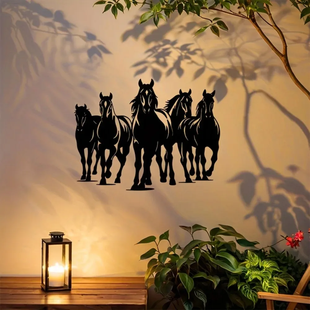 CIFBUY Iron Wall Art Horse Metal Silhouette Decor, Rustic Western Farmhouse Wall Sign, Vintage Ranch Equestrian Gift