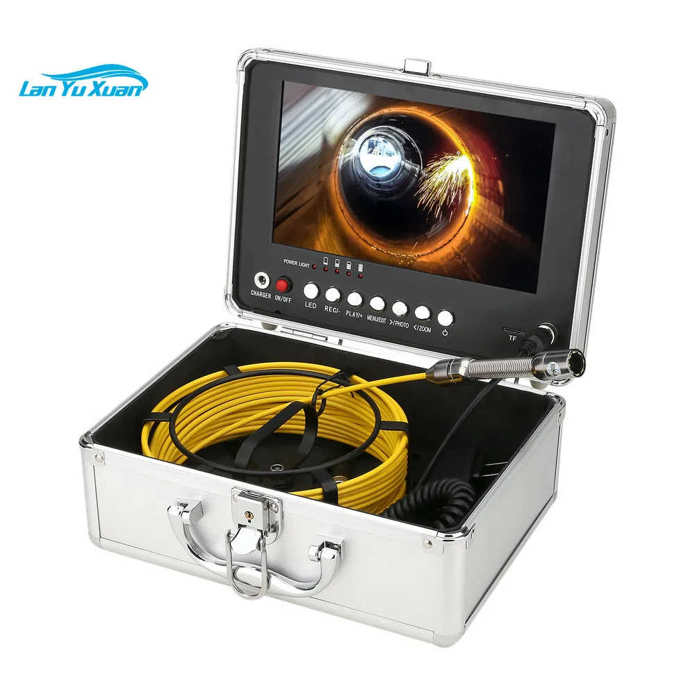 

9 Inch IPS Sewer Pipe Inspection Camera 720P Screen 145 Degrees Lens Angle 512HZ Transmitter Meter Counter Testing 1 Year