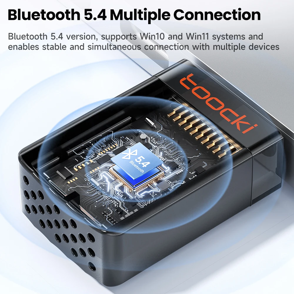 

Toocki USB-адаптер Bluetooth 5,4 Беспроводной Wi-Fi-адаптер двухдиапазонный 2,4G 5 ГГц Wi-Fi 6 900 Мбит/с USB-приемник для ноутбука Windows 10 11