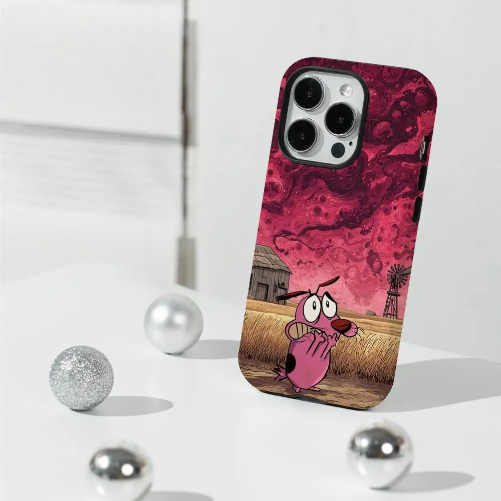 Coque de téléphone Courage the Cowardly Dog tendance pour iPhone 17 16e 16 15 14 13 12 11 Pro Max Plus XS