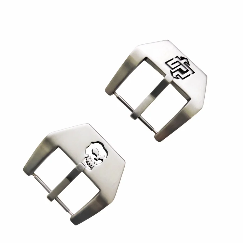 Image of 2 Stück silberfarbene Uhrenarmbänder mit Totenkopf- und Blitz-Design aus Edelstahl, 22 mm/24 mm/26 mm, kompatibel mit Uhrenarmbändern – TONY