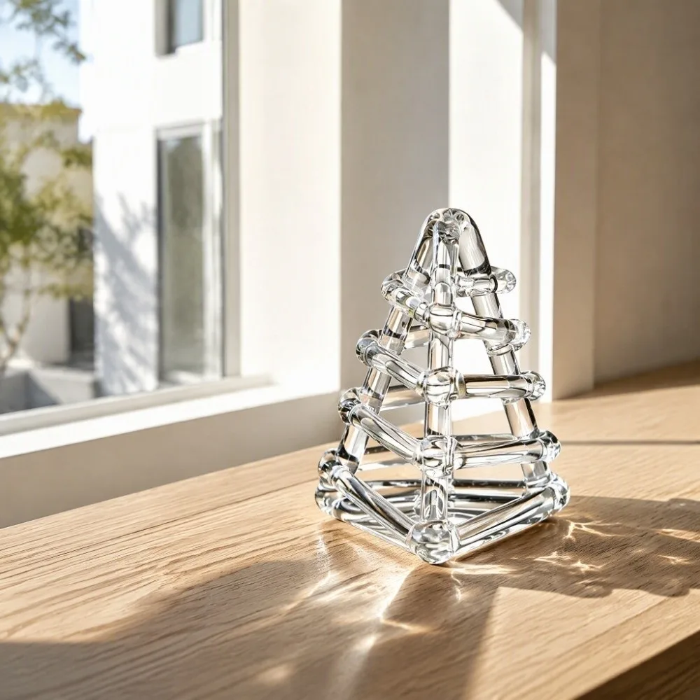 Transparent Triangular Ball Glass Vase Minimalist Unique Handmade Art Vase Zen-Inspired Design Hydroponic Flower Vase