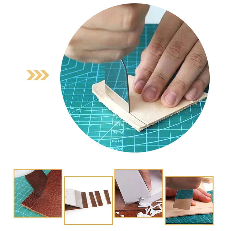 DIY Craft Leather Art Trimming Manual Wooden Handle Stainless Steel Leather Cutting Knife Leather Carving Tool Cutting Knife