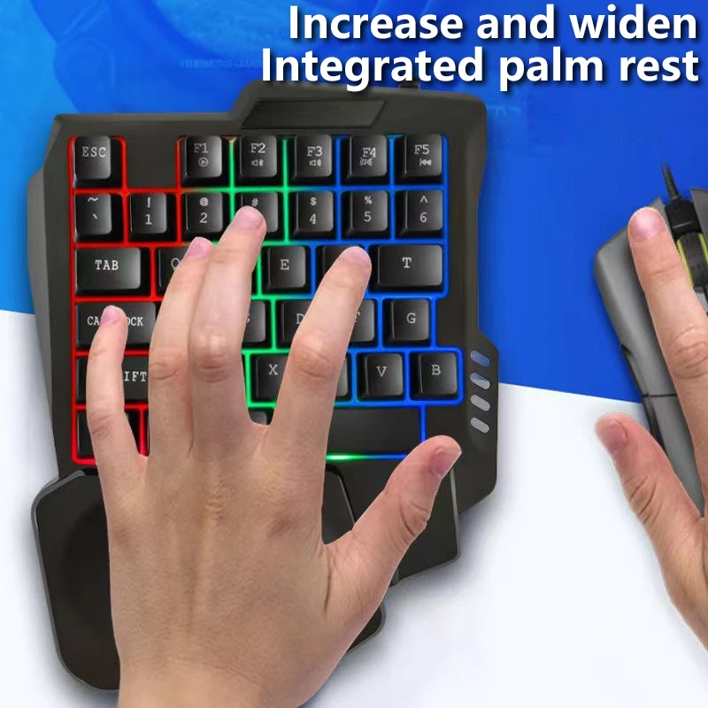 

Игровая клавиатура RGB, одноручная мини-USB, ультратонкая проводная 35-клавишная одноручная клавиатура с подсветкой для компьютера, ПК, ноутбука