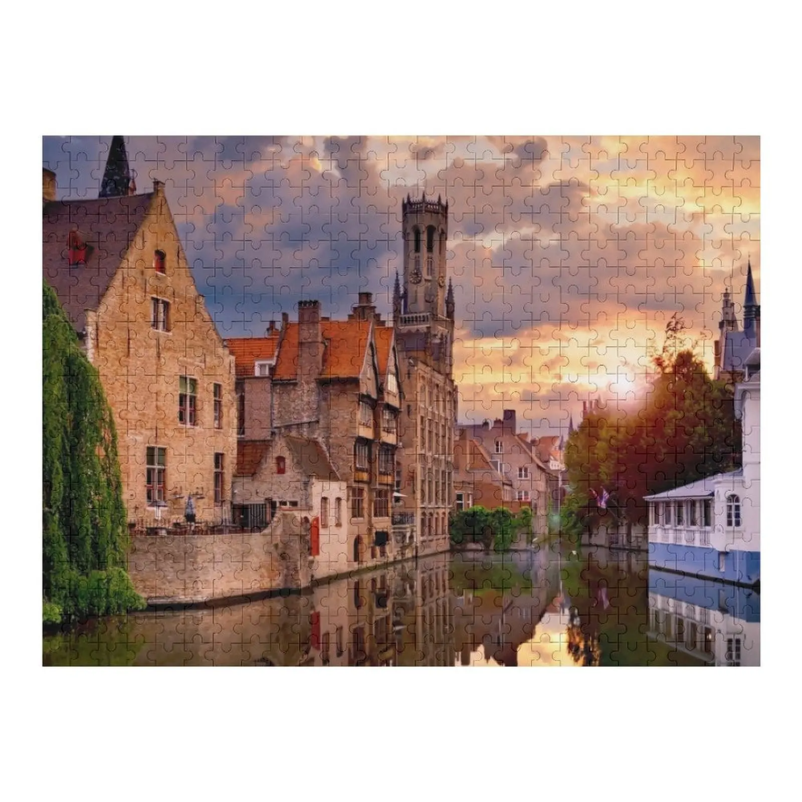 Bruges w Belgii, jedno z najpiękniejszych miast Europy Puzzle Personalizowane Gra Drewniane Puzzle z Imieniem dla Dzieci
