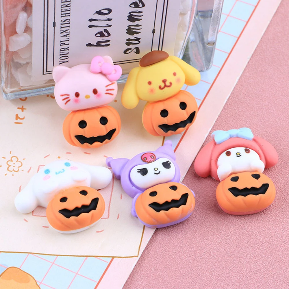 

10Pcs DIY Ornament Sanrio Cinnamoroll Kuromi My Melody Hair Clip Resin Accessories Cream Gum Refrigerator Sticker Cute Gifts