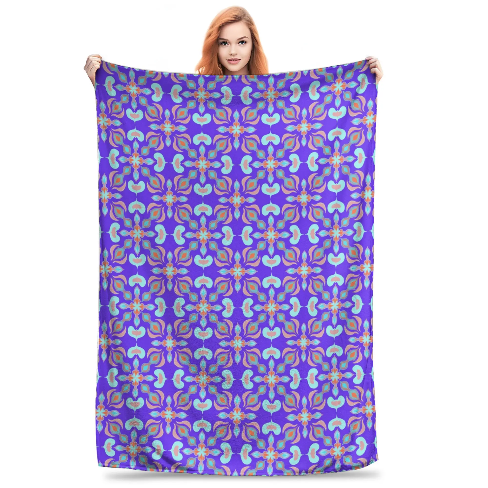 Floral Flame on Violet Dreams Blankets Portable Fleece Sofa Throw Blanket for Couch Bedding Travel Throws Bedspread Quilt