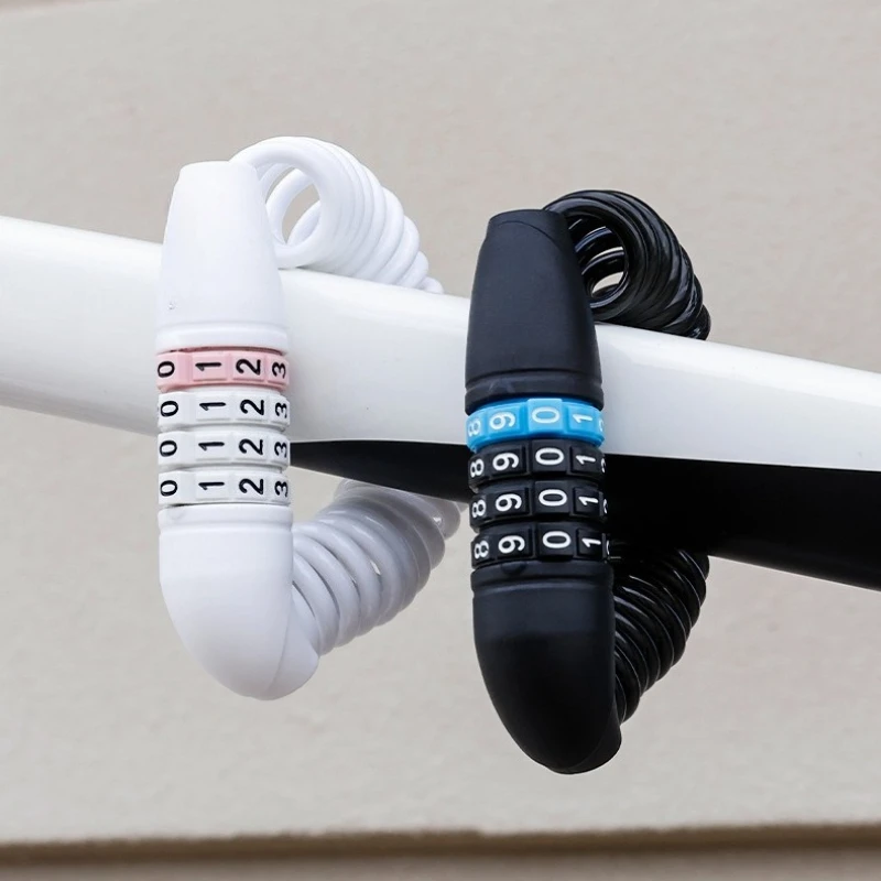

Bicycle Safety Lock Bike Helmet Anti Theft Elasticity Locks 4 Digits Combination Password Road Bike Steel Cable Cycle Lock