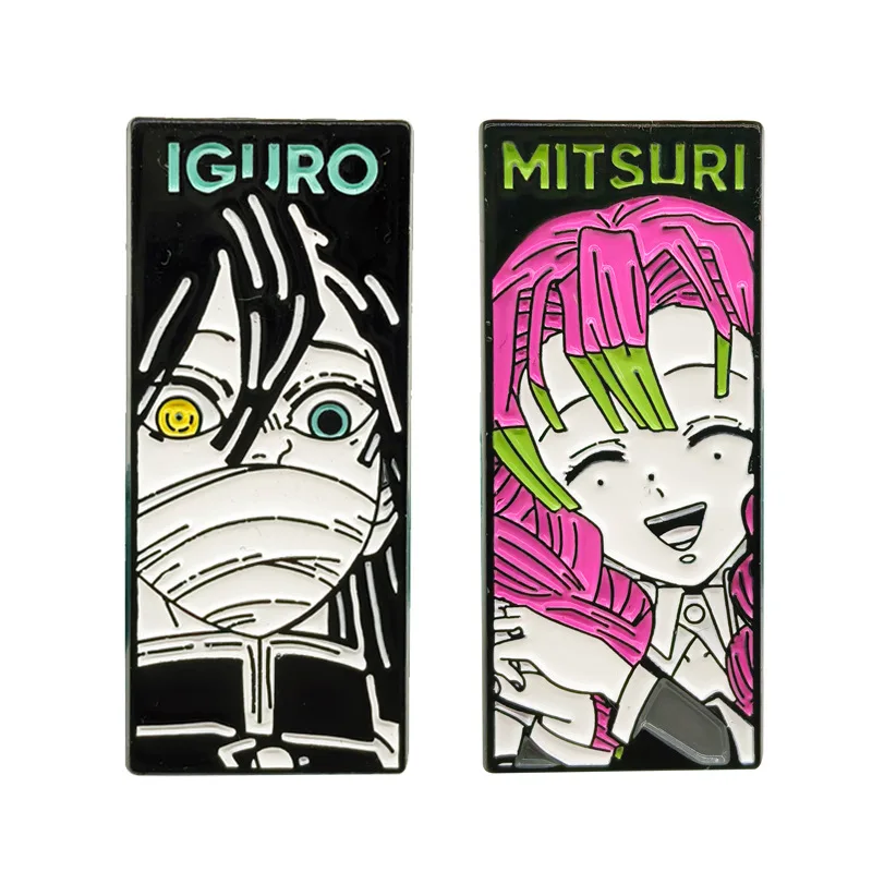 

2 Pcs Demon Slayer Metal Badge Iguro Obanai Kanroji Mitsuri Backpack Decoration Brooch Pins Y2k Fashion Toys Anime Cartoon Frind
