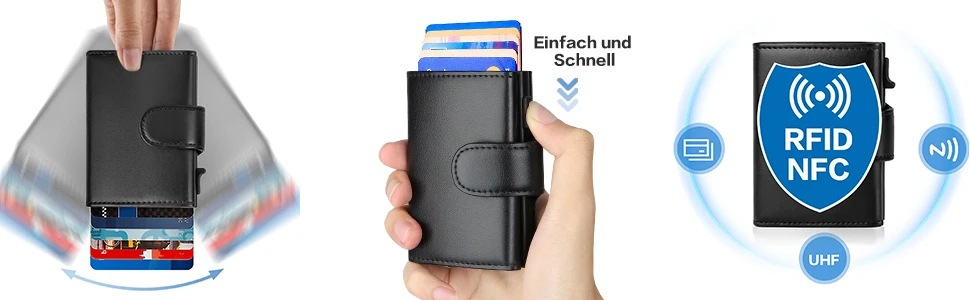 Rfid Microfiber Leather Men Wallets Fashion Credit Card Holder Trifold Wallet Money Bags Smart Slim Thin Pocket Wallet Black