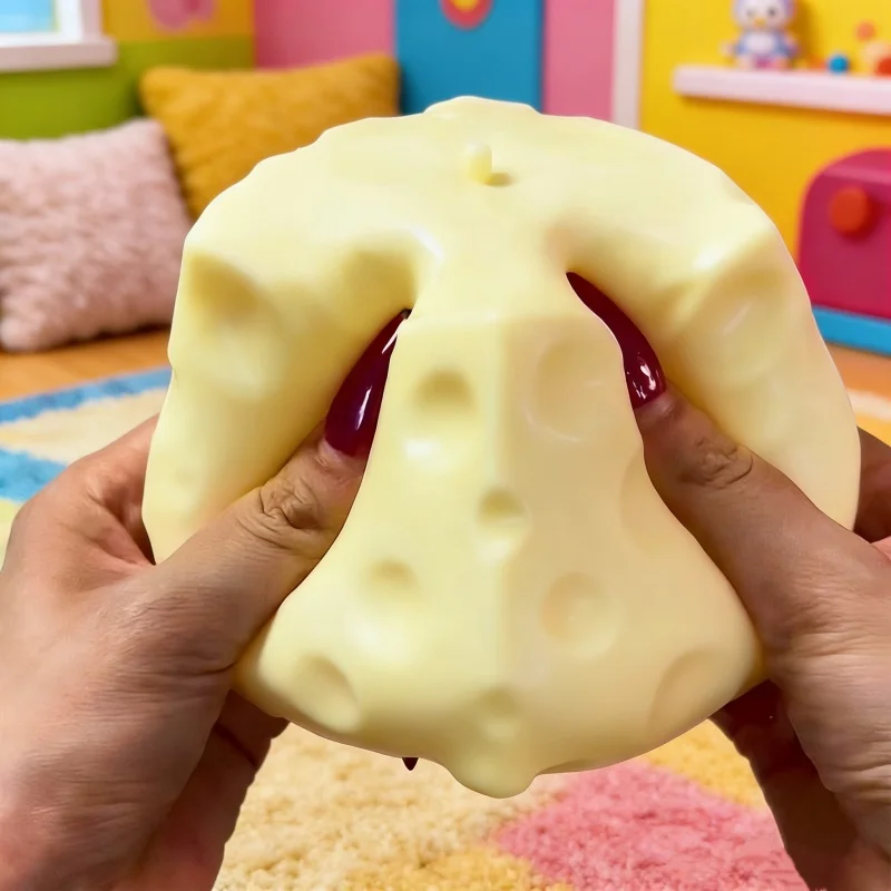 

Большой сжимаемый мяч-антистресс в форме кубика сыра, неотскакивающий, сенсорный, для ASMR, подарок на Рождество