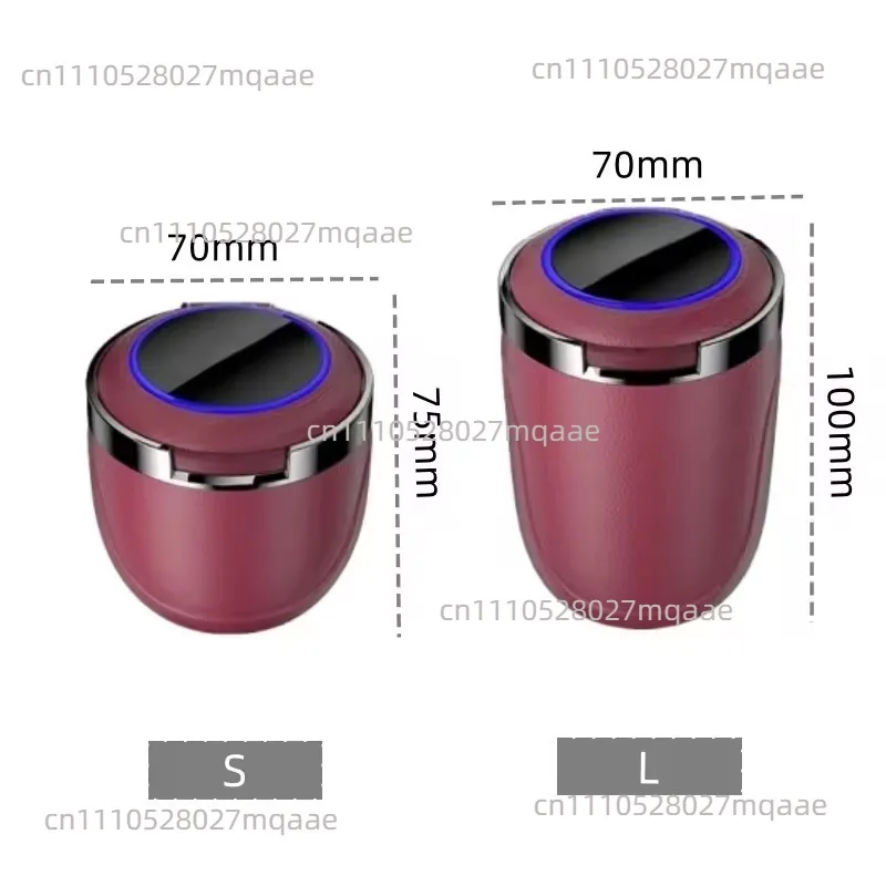 Leather Car Ashtray with Lid Smell Proof Stainless Steel Blue Led Portable Ashtray Cup for Auto Fireproof Shell Cigar Ashtray