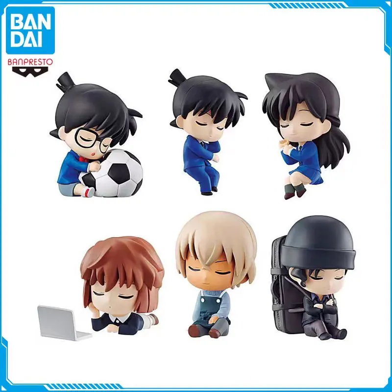 BANDAI Original Conan Edogawa Gashapon Rachel Moore Kudou Shinichi Sleep Doll Anime Action Figure Model Capsule Toys