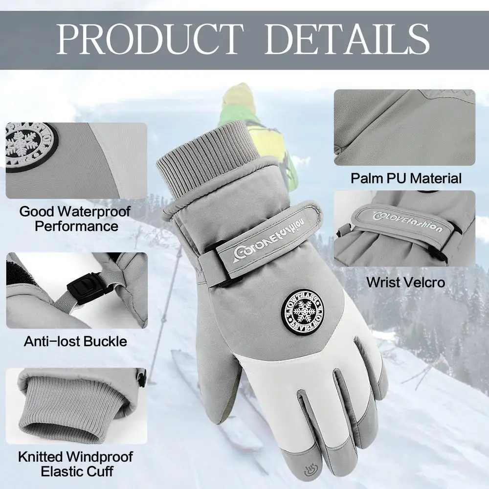 Waterproof Ski Gloves Women Winter Touch Screen Snow Gloves Fleece Lined Warm Thermal Gloves for Snowboard Skiing Running Cycl