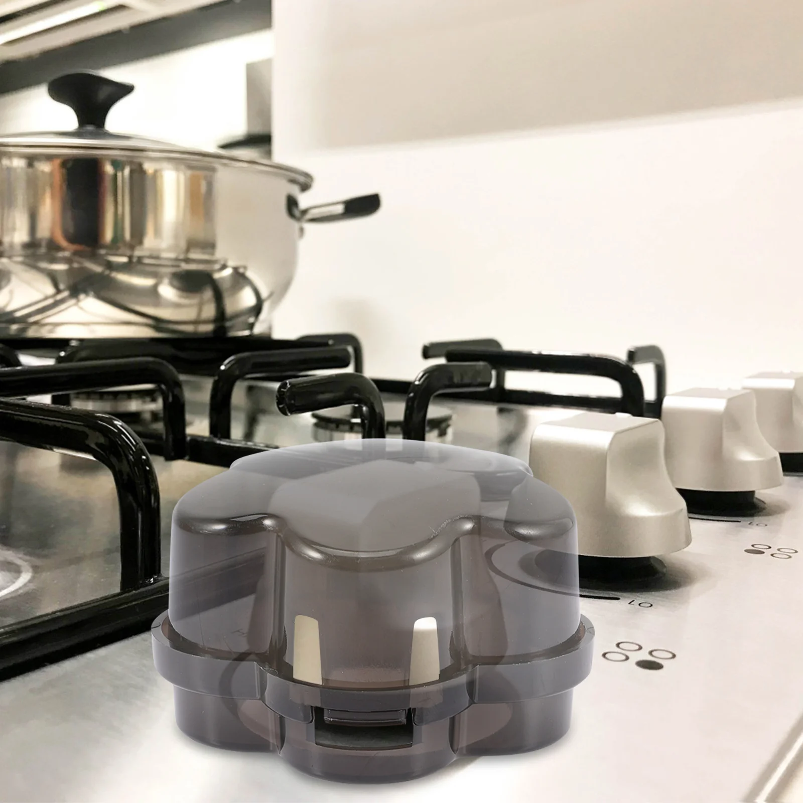 4 ชิ้นฝาครอบป้องกันแก๊สเตาลูกบิดครอบคลุมสําหรับเด็กความปลอดภัยหลักฐานเตาอบ Burner