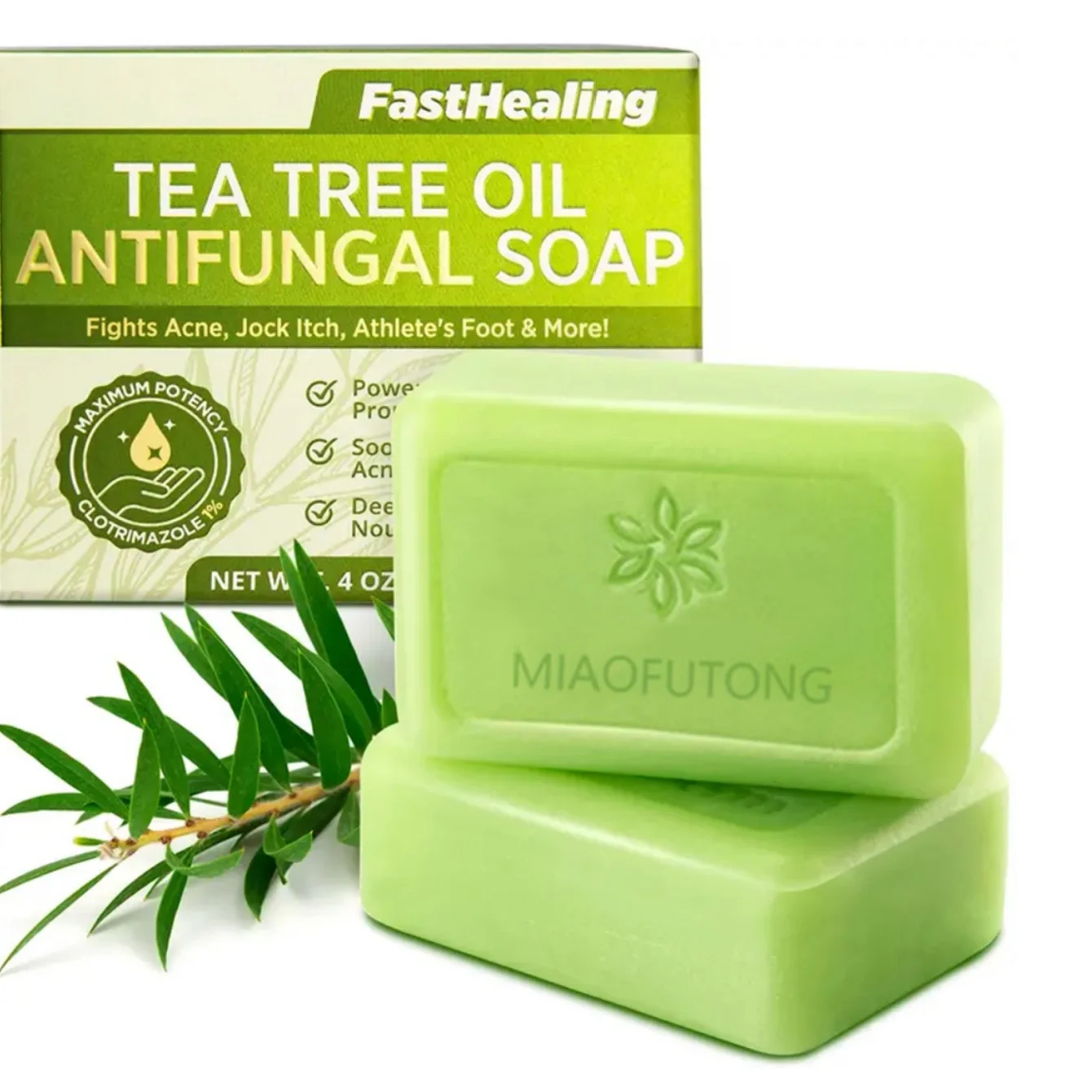 

115g Tea Tree Oil Antifungal Soap Body Cleansing Antibacterial Handmade Soap Deep Cleansing Soap for All Skin Type