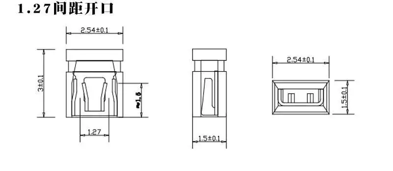50~100 Stück Jumper-Kappen, Rastermaß 2,54 mm, Kurzschlussblock, 2,00 mm 1,27 mm Pin-Header-Stecker – Detail 3