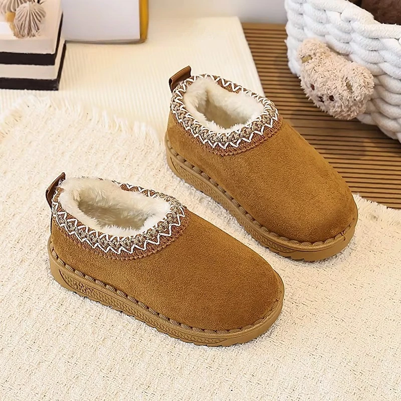 Mumoresip Winter Kids Thermal Cotton Shoes Warm Boys Girls Causal Shoes for Outdoor Non-slip Thick Bottom Children Plush Shoes