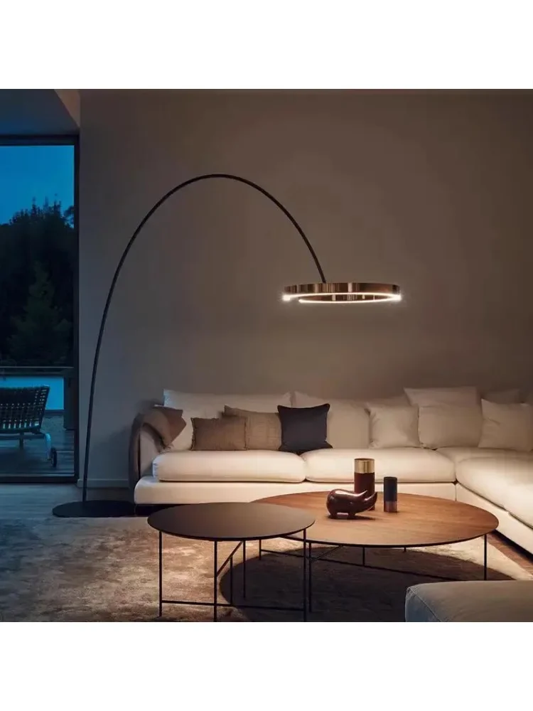 Italienische Arc Stehlampe Gold Schwarz LED Angeln Ring Licht Kreative Loft Sofa Wohnzimmer Schlafzimmer Ecke Abendessen Stehlampe