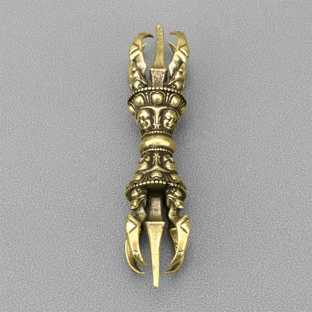 Buddhist Vajra Pestle Pure Copper Craft Skull Head Buddha Figurine Feng Shui Home Decor Ornament for Collection Gift