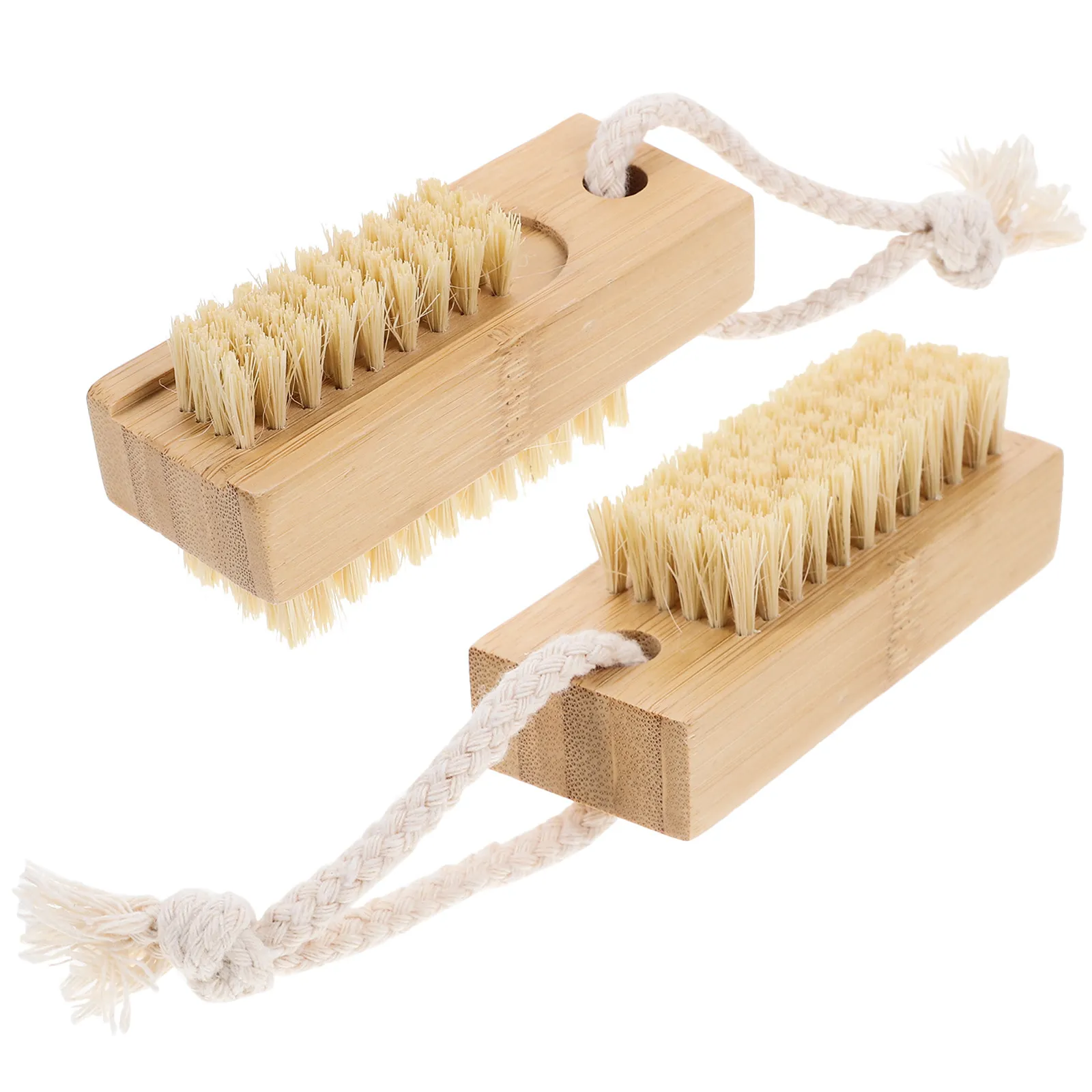 

2Pcs Bamboo Sisal Nail Brush Fingernail Scrub Brush Nail Cleaning Tool Ergonomic Wooden Handle for Hands Feet Under Nails Toe