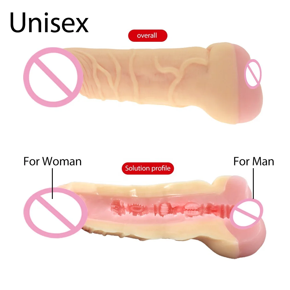 Realistic Big Penis Enlarger Sleeve With Pussy Real Vagina Anal Plug Sex Toys For Men Women Three Uses Adult Erotic Supplies