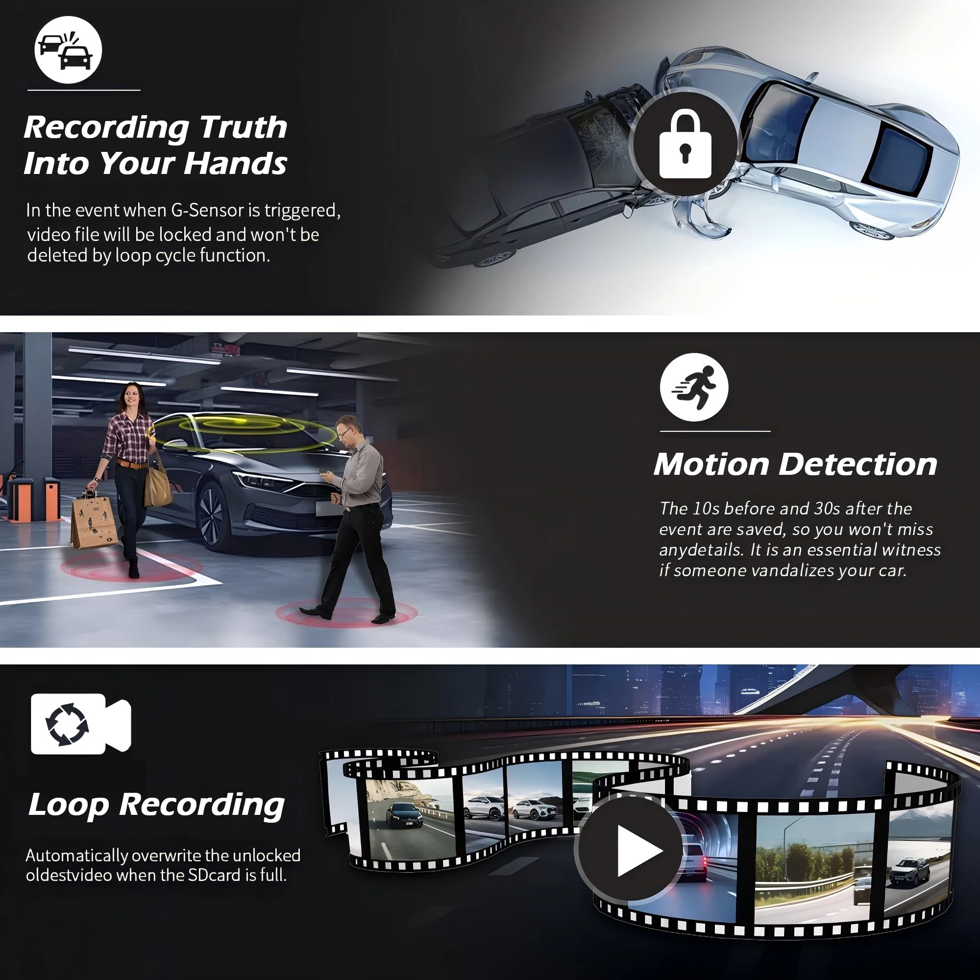 3 Channel Dash Cam WiFi Video Recorder Three Lens Car Camera with Rear View DVR 24H Parking Monitor Black Box car accessories