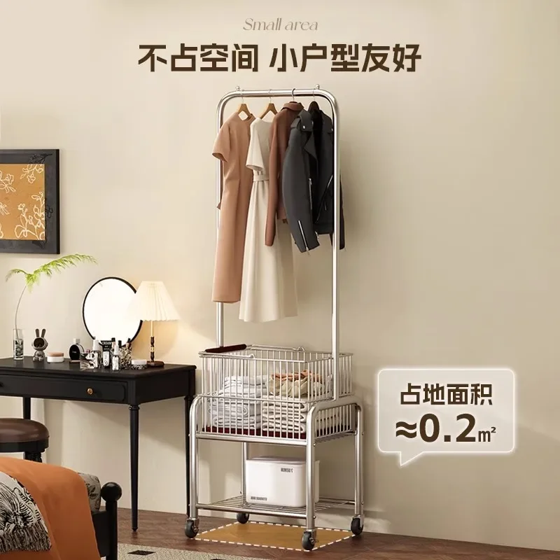 Hanger room antique hanger with handle dirty clothes basket basket can be moved to dry clothes rack universal wheel