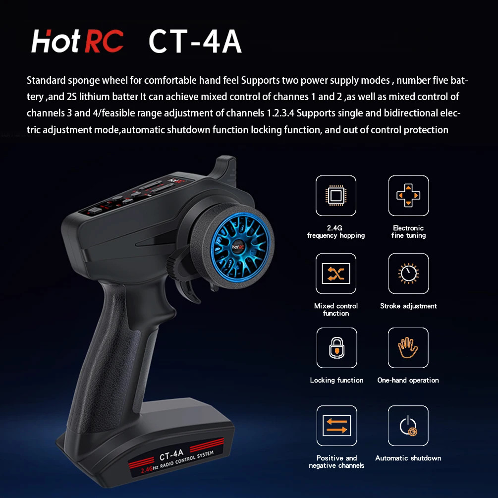 Hotrc CT-600 CT400 CT-6A CT-4A 6CH 4CH 2.4GHz Radio System Transmitter Remote Controller with Receiver for RC Car Boat Tank