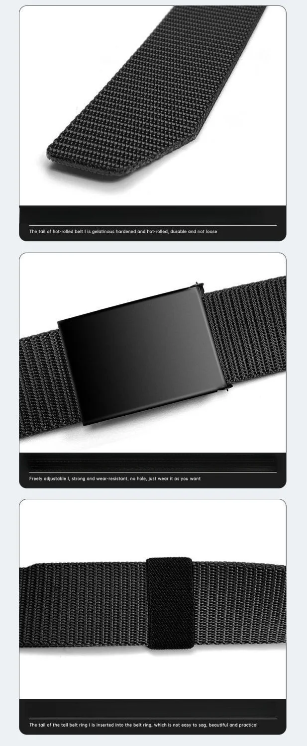 Stylish Classic Nylon Rubber Stretch Casual Versatile Belt; Sturdy, Durable, Minimalist Flap Elastic Smooth Buckle Men's Belt