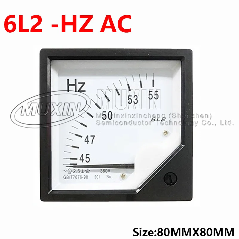 6L2-Hz AC Frequency 45-55Hz 100V 220V 380V 6L2 Hertz Voltmeter Square Pointer Voltage Meter 80*80mm