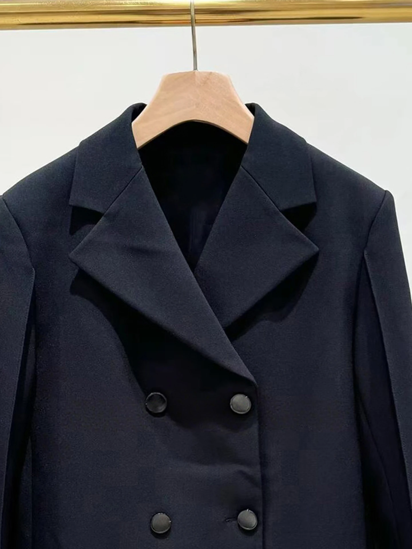 

S Home Southern Oil High End Women's Autumn Winter New Premium Feel Suit Coat Jaet Collar Stand up Double Breasted Long Sve