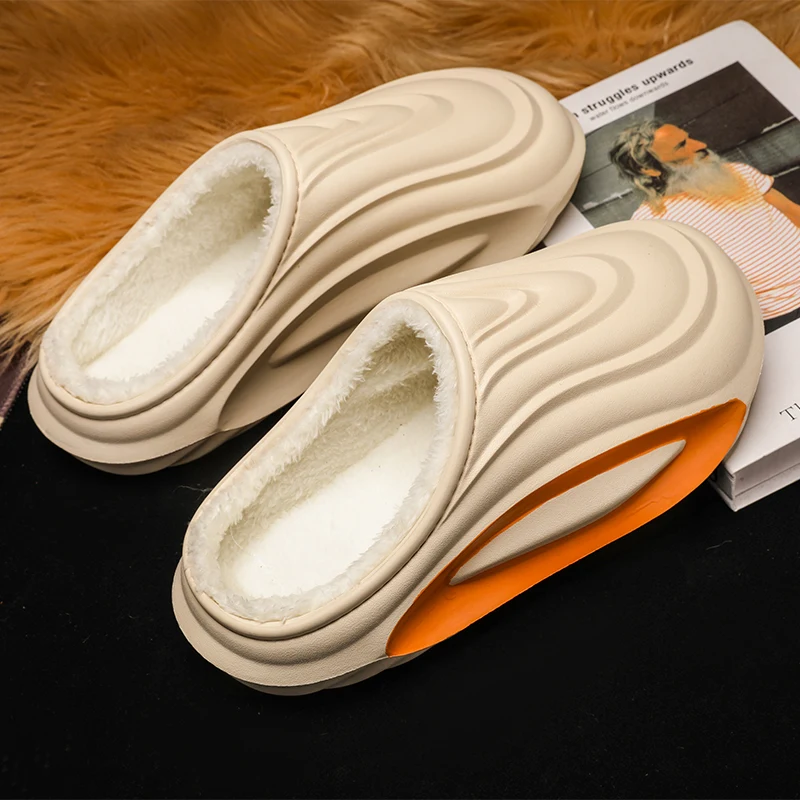 

YRZL зимние тапочки для мужчин, термонескользящая теплая домашняя обувь, удобные уличные нескользящие мужские зимние тапочки с нечеткой подкладкой