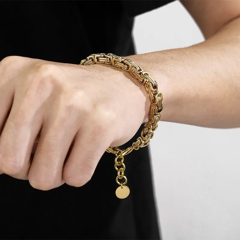 6mm Double Link Chain Bracelet Stainless Steel Simple Fashion Unisex Wrist Jewelry Accessory